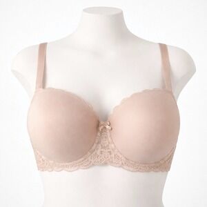 Victorias Secret Dream Angels Lined Demi Double Bra Nude Lace 40DD Full Cover